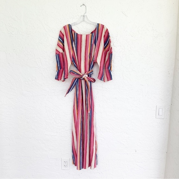 Mara Hoffman Cecilia Stripe Organic Cotton Midi Sun Dress Rainbow Multi Medium - Picture 7 of 12